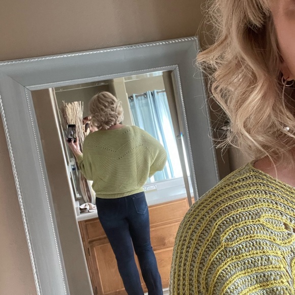 Lime & Dusty Blue Dolman Sleeve Sweater - Picture 7 of 9